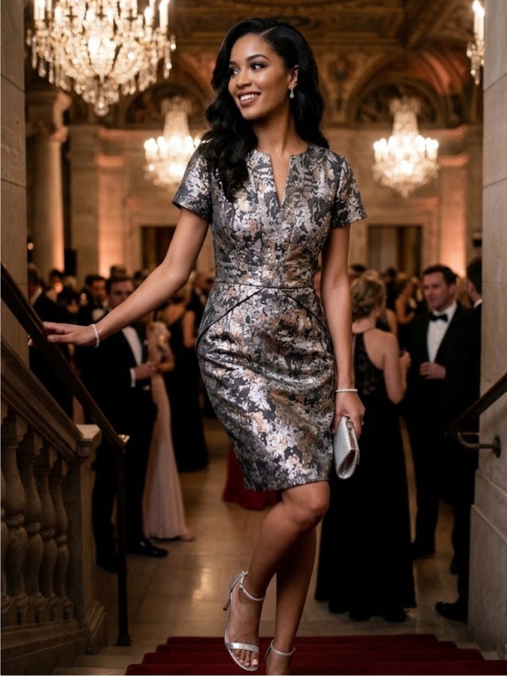 Shani Darden Elegant Metallic Dress